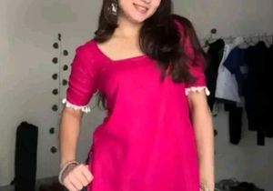 Vibrant Pink Kurta with Tassel Sleeves