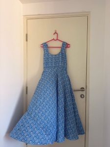 Blue Floral Print anarkali stitch