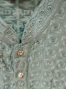 Teal Embroidered Kurta