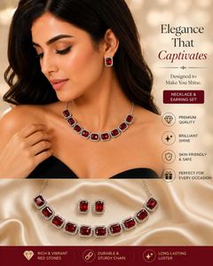Combo|| Emerald and Red Necklace Set