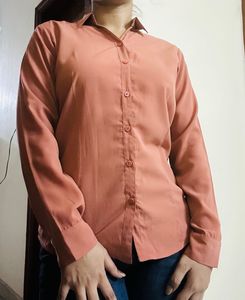 mauve Collared Button-Up formal Shirt for women