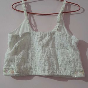 White Embroidered Top &amp; Shrug Set