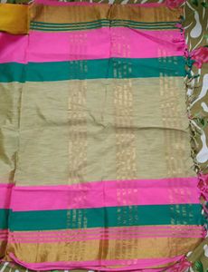Beige Cotton Silk Saree