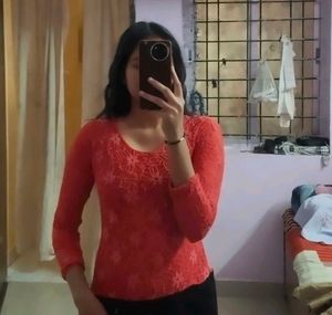 Chic Red Floral Lace &amp; Black Textured Dress