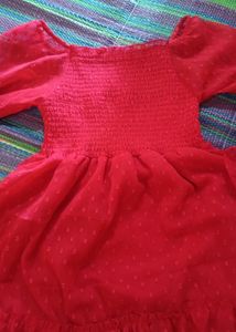Red Tiered chikakari Dress