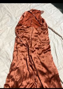 Elegant Rust Halter Midi Dress