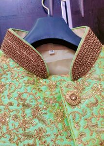 Embroidery Men Sherwani With Golden Pent