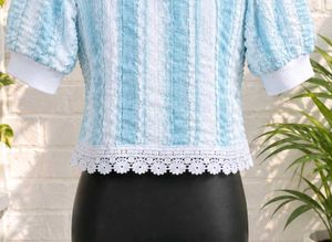 Blue &amp; White Striped Textured Top