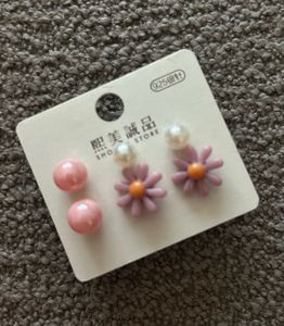 Cute Daisy Pearl Stud Earrings Set