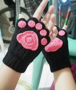 Cute Black and Pink Kitty/dog Paw hand Gloves
