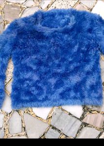 Blue Fuzzy Knit Sweater