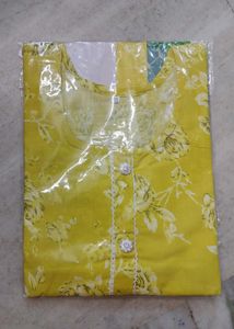 💛 Yellow Printed Kurti