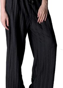 Women Stylish Black Pleated Palazzo Pants | Elasti