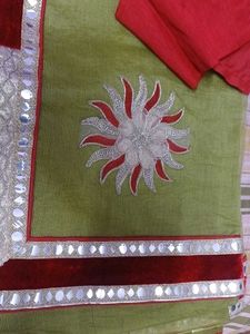 Elegant Green Saree with Red Blouse