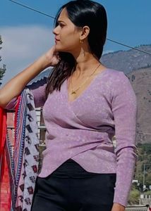 Sparkly Wrap-Style Long Sleeve Top