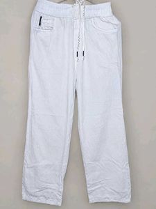 White Casual Drawstring Pants