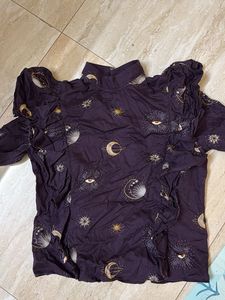 H&M Celestial Print Ruffle Top