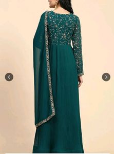 Green embroidered Georgette Kurta set