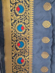 Elegant Grey Banarasi Silk Saree