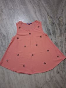 Peach Floral Embroidered Top