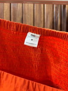 Orange Puff Sleeve Square Neck Dress✨