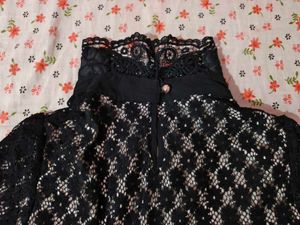 Elegant Black Lace Turtleneck Top