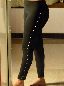 Black stylish tights with Pearl Embellishments