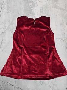 Elegant Red Velvet Dress for Girls