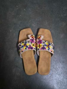 Embroidered Flat Sandals