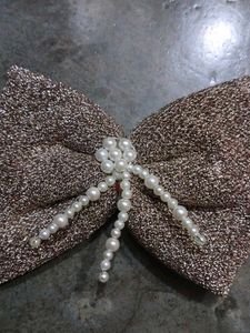 Sparkly Bow Hair Clip with Pearls