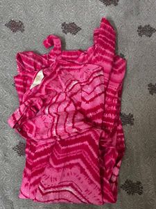 Vibrant Pink Chevron Print Maxi Dress