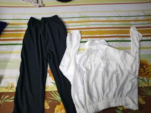 Stylish Black Pants &amp; White Top Set