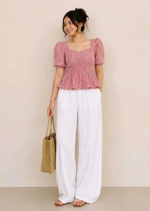 Red Gingham Puff Sleeve Top