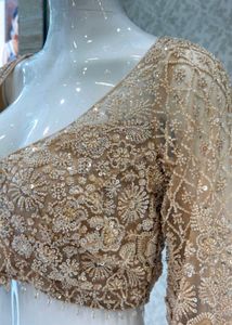 GOLD BEADS AND SEQUINS WORK CROP TOP DESIGNER BRID