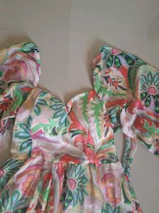 Boho Floral Print Puff Sleeve Mini Dress 1timeuse