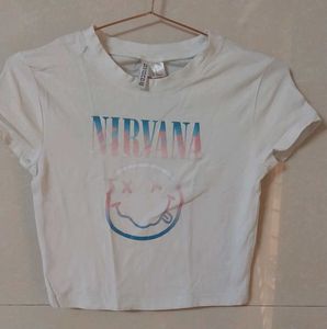 Nirvana Smiley Face Crop Top tag Size M