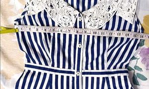 Classic Striped Dress with Crochet Collar