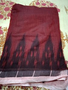Maroon Sambalpuri Print Khadi Saree