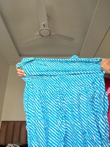 Blue &amp; White Striped Smocked Mini Dress