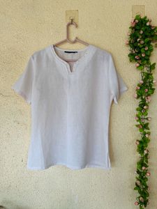 Lightweight Linen Blend V-Neck Top