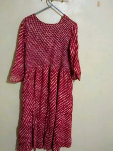 Stylish Red Bandhani Kurta