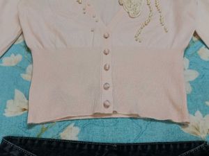 Chic Pearl Embellished Cardigan