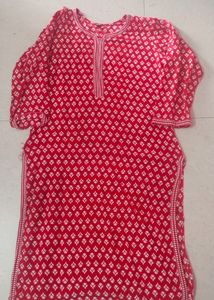Red & White Print Kurti