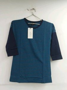 Women's Blue Striped T-Shirt