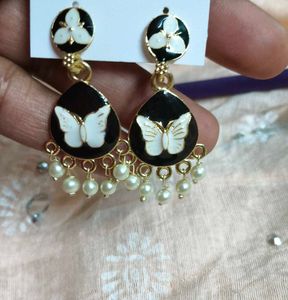 Butterfly Pearl Drop Earrings