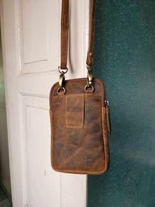 Brown Leather Phone Pouch Bag