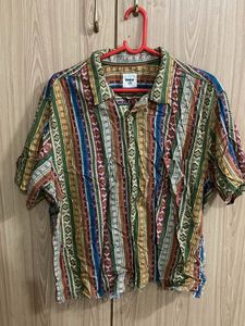 Vibrant Geometric Print Button-Up Shirt