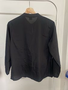 Chic Black Band Collar Blouse