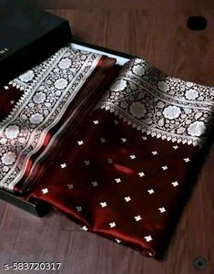 Elegant Maroon Saree with Silver Border  po