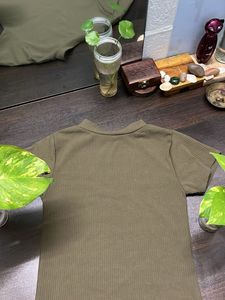 Ribbed Knit Olive Green Top